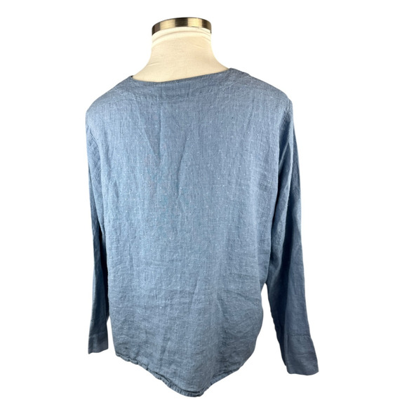 FLAX 2 Piece Linen Set Jacket & Sleeveless Shirt Blue Lagenlook Plus Size 1G 1X - Picture 8 of 16